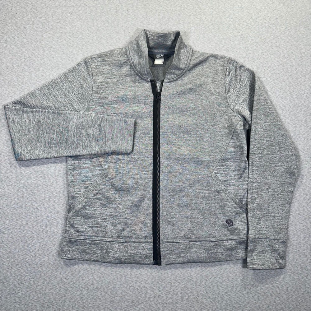 Mountain Hardwear Jacket Womans M Gray Full Zip Fleece Mock Neck Blade Collar